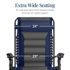 Oversized Padded Zero Gravity Chair, Folding Recliner w/ Headrest, Side Tray