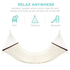 Cotton Rope 2-Person Double Hammock w/ Spreader Bars, Carrying Case