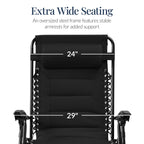 Oversized Padded Zero Gravity Chair, Folding Recliner w/ Headrest, Side Tray