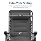 Oversized Padded Zero Gravity Chair, Folding Recliner w/ Headrest, Side Tray