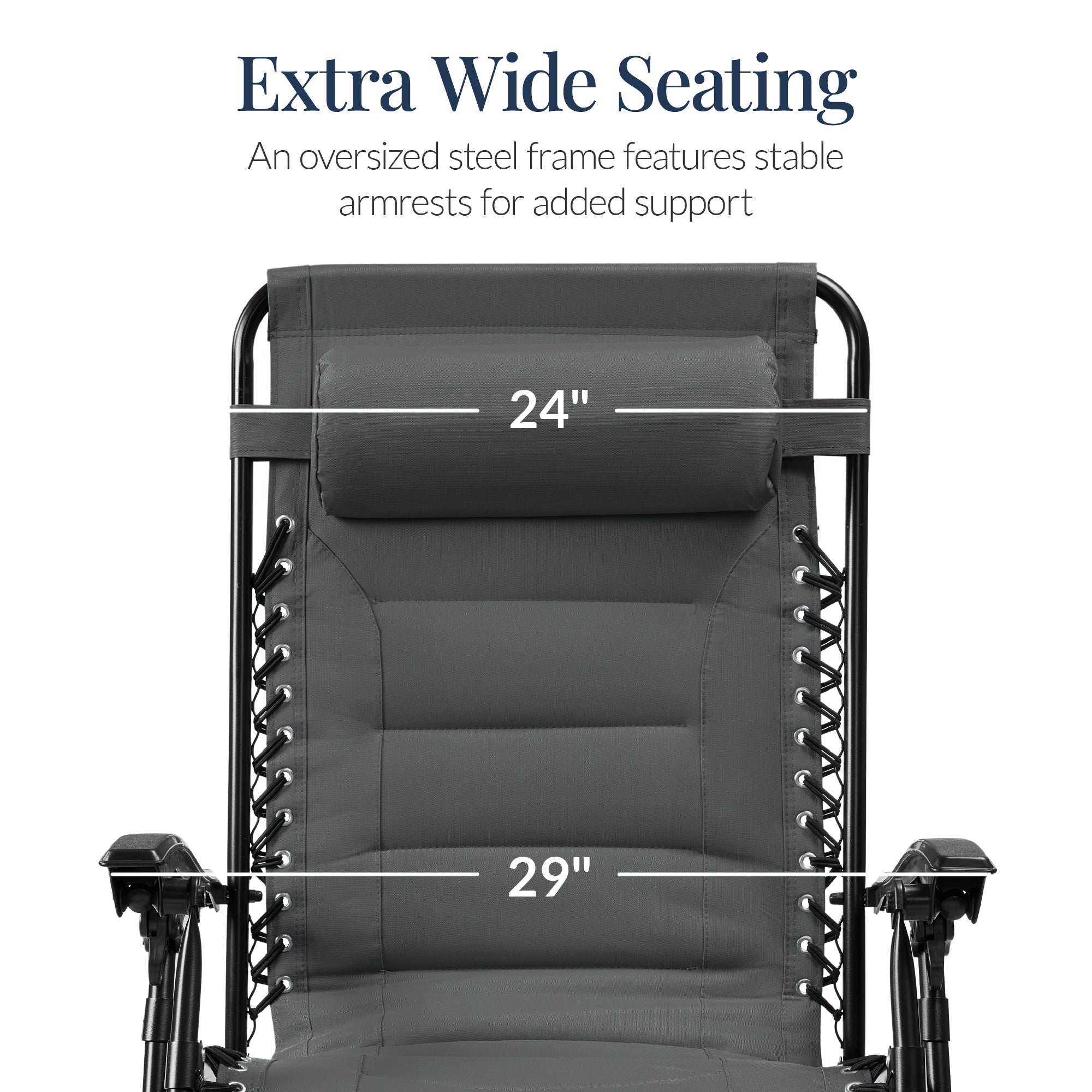 Oversized Padded Zero Gravity Chair, Folding Recliner w/ Headrest, Side Tray