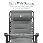Oversized Padded Zero Gravity Chair, Folding Recliner w/ Headrest, Side Tray