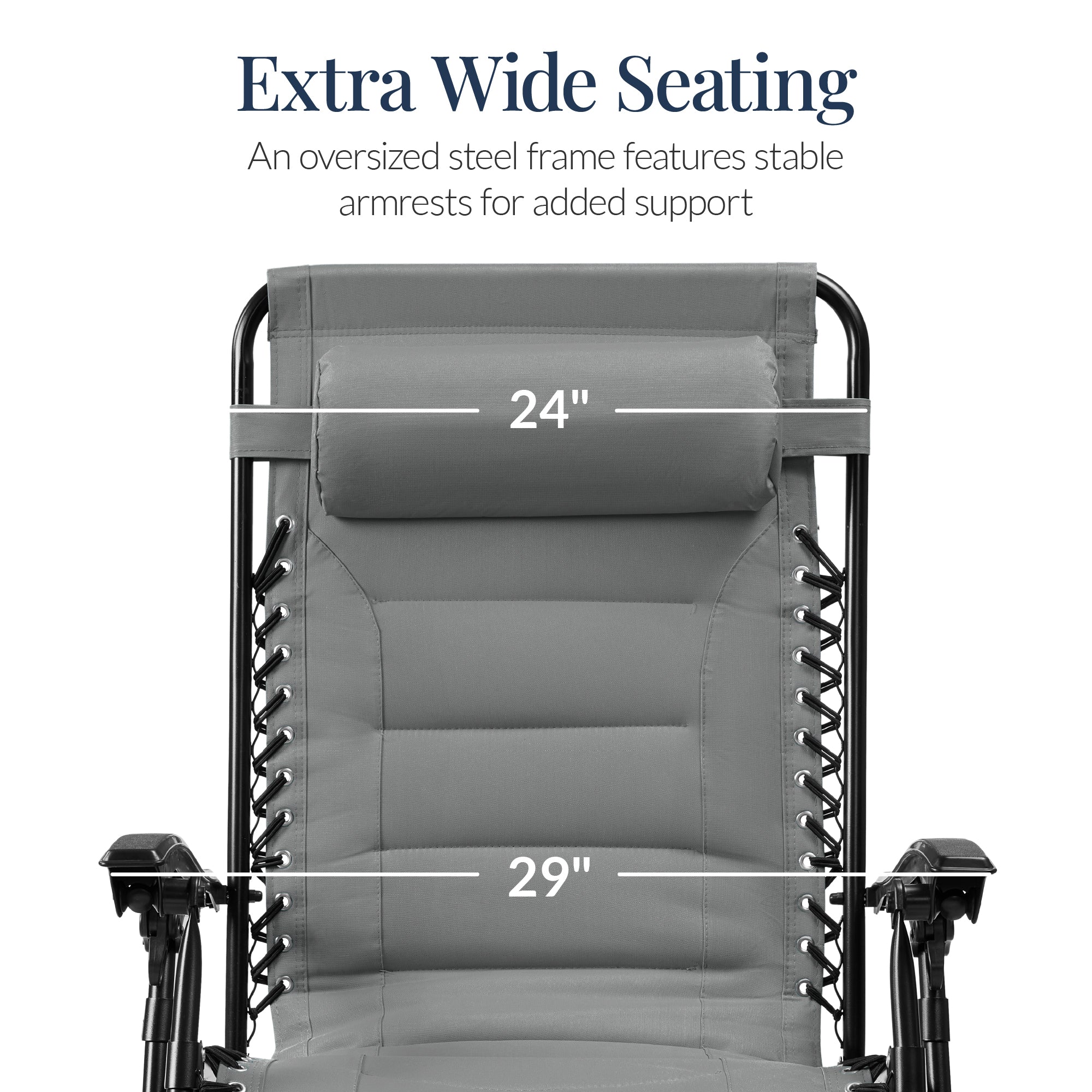 Oversized Padded Zero Gravity Chair, Folding Recliner w/ Headrest, Side Tray