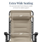 Oversized Padded Zero Gravity Chair, Folding Recliner w/ Headrest, Side Tray