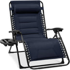 Oversized Padded Zero Gravity Chair, Folding Recliner w/ Headrest, Side Tray