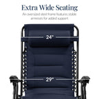 Oversized Padded Zero Gravity Chair, Folding Recliner w/ Headrest, Side Tray