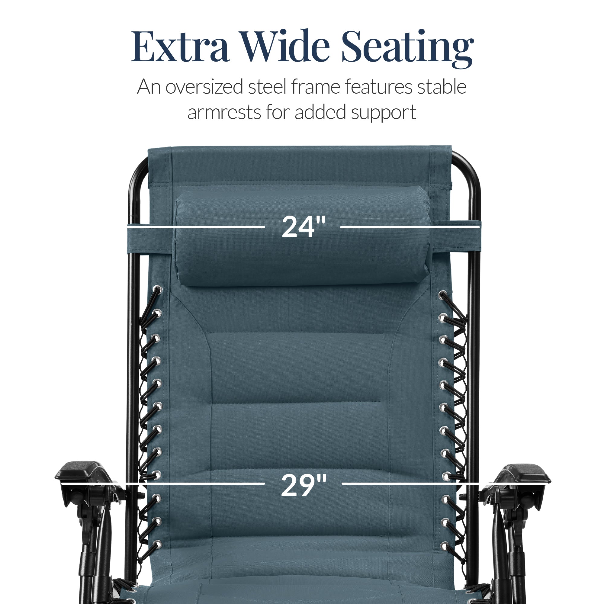 Oversized Padded Zero Gravity Chair, Folding Recliner w/ Headrest, Side Tray