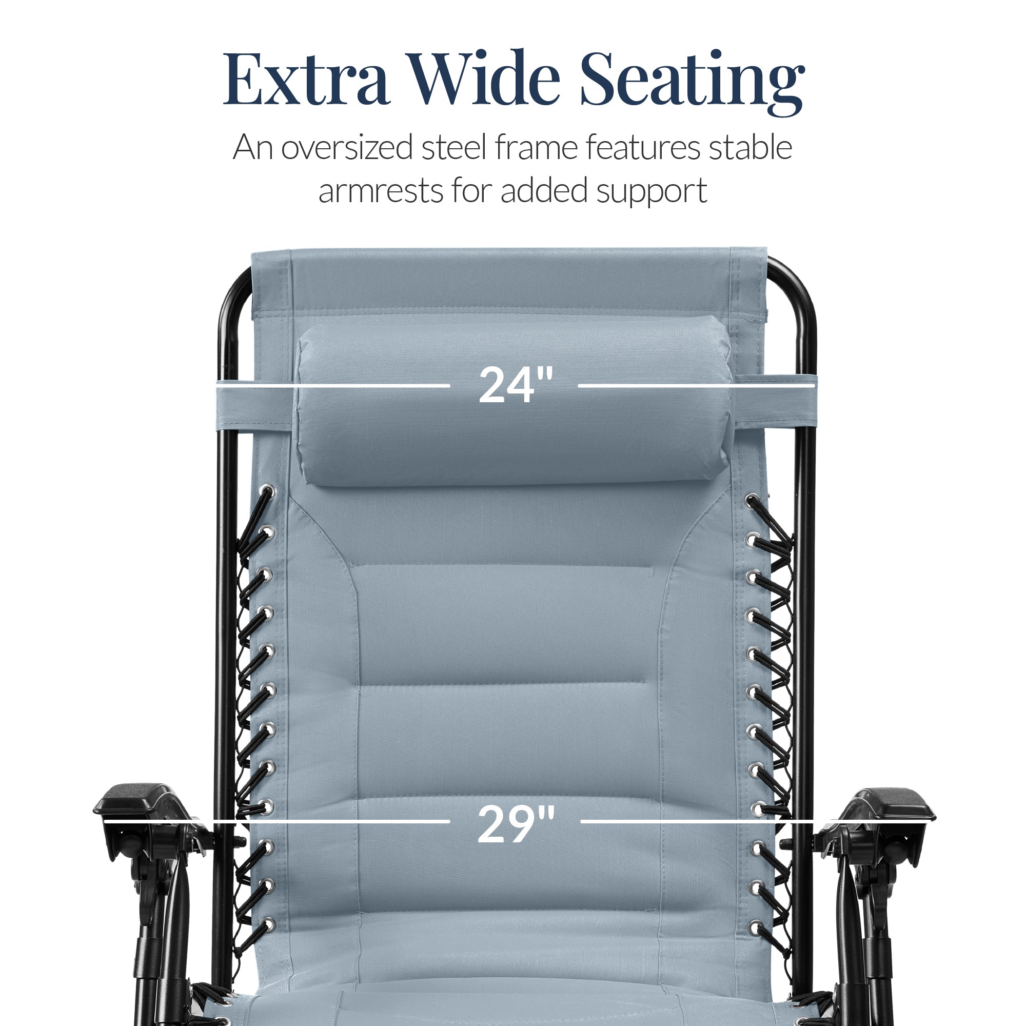 Oversized Padded Zero Gravity Chair, Folding Recliner w/ Headrest, Side Tray