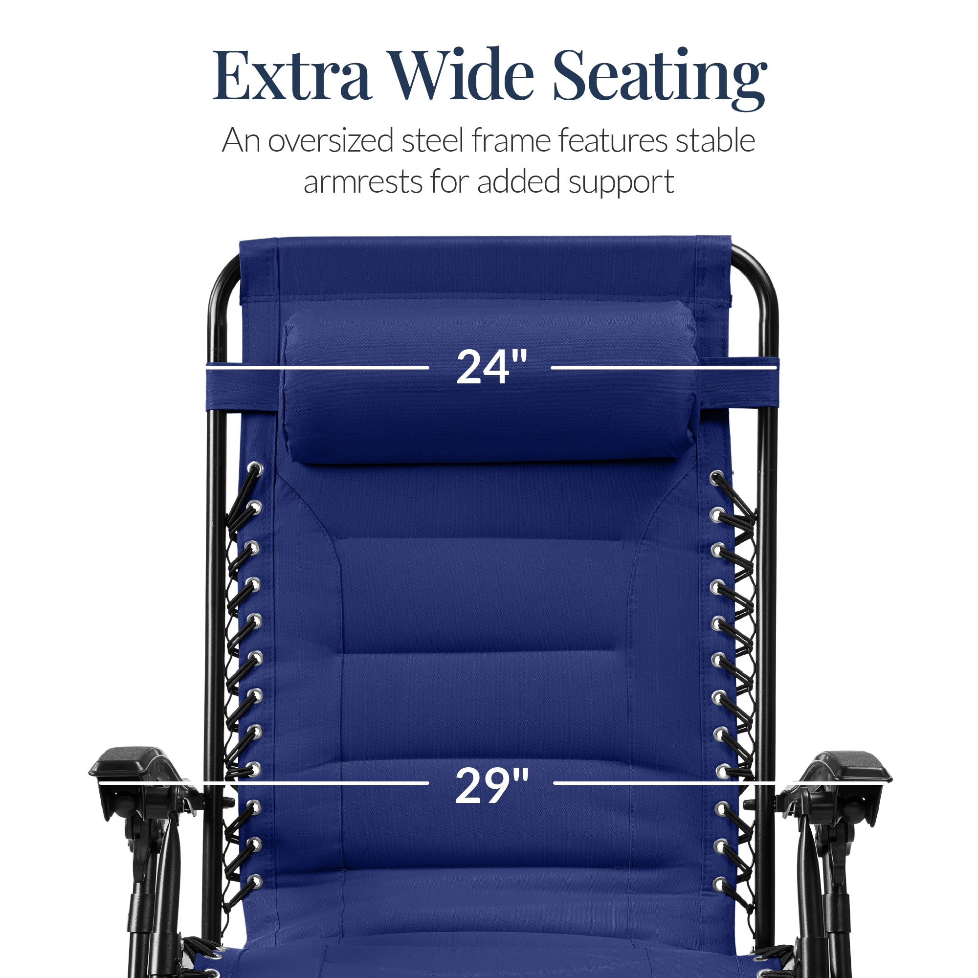 Oversized Padded Zero Gravity Chair, Folding Recliner w/ Headrest, Side Tray
