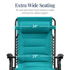 Oversized Padded Zero Gravity Chair, Folding Recliner w/ Headrest, Side Tray