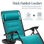 Oversized Padded Zero Gravity Chair, Folding Recliner w/ Headrest, Side Tray