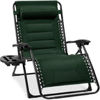 Oversized Padded Zero Gravity Chair, Folding Recliner w/ Headrest, Side Tray