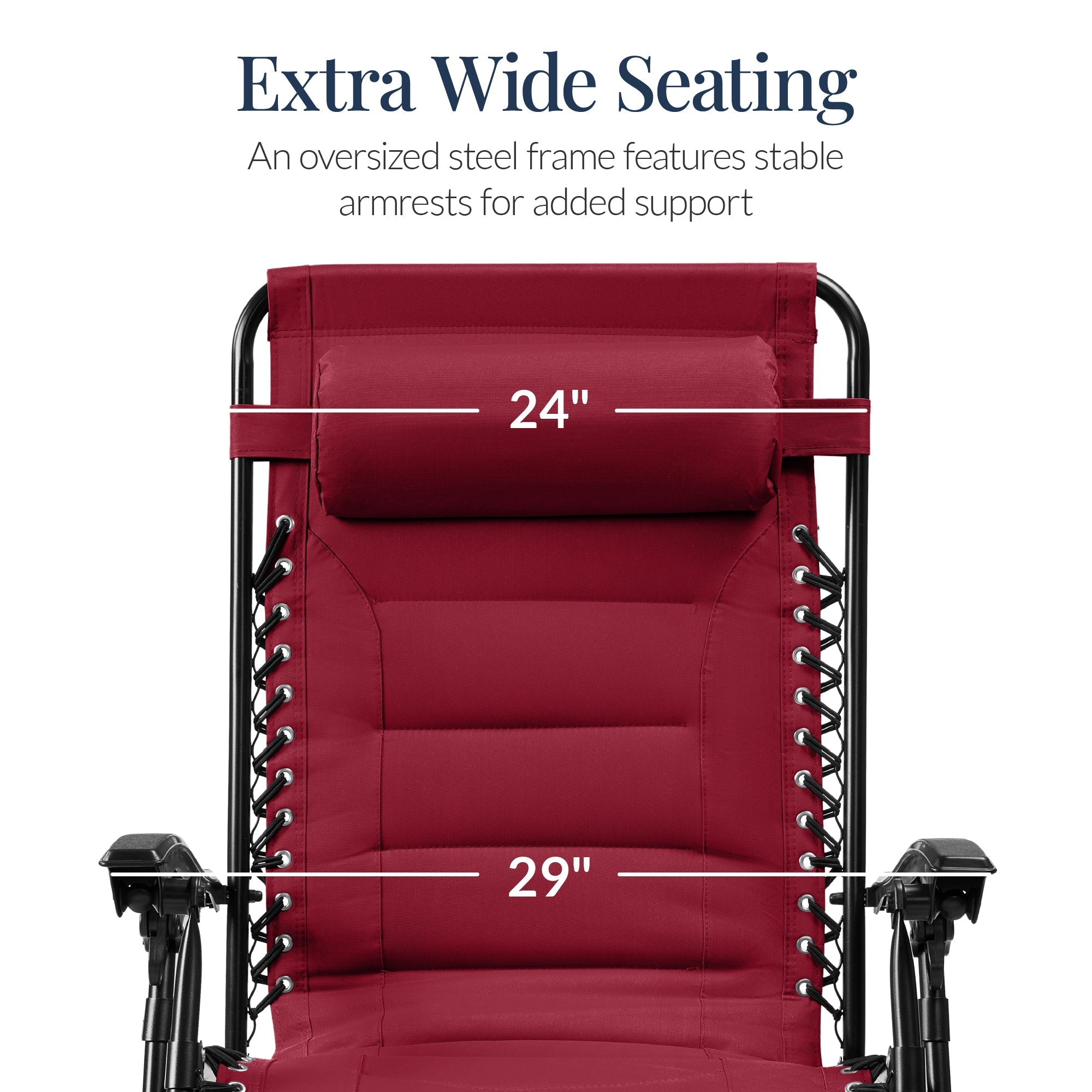 Oversized Padded Zero Gravity Chair, Folding Recliner w/ Headrest, Side Tray