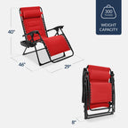 Oversized Padded Zero Gravity Chair, Folding Recliner w/ Headrest, Side Tray