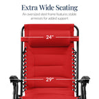 Oversized Padded Zero Gravity Chair, Folding Recliner w/ Headrest, Side Tray