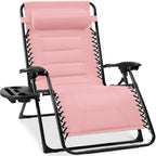 Oversized Padded Zero Gravity Chair, Folding Recliner w/ Headrest, Side Tray