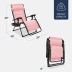 Oversized Padded Zero Gravity Chair, Folding Recliner w/ Headrest, Side Tray