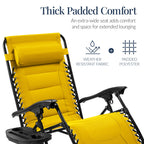 Oversized Padded Zero Gravity Chair, Folding Recliner w/ Headrest, Side Tray
