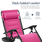 Oversized Padded Zero Gravity Chair, Folding Recliner w/ Headrest, Side Tray