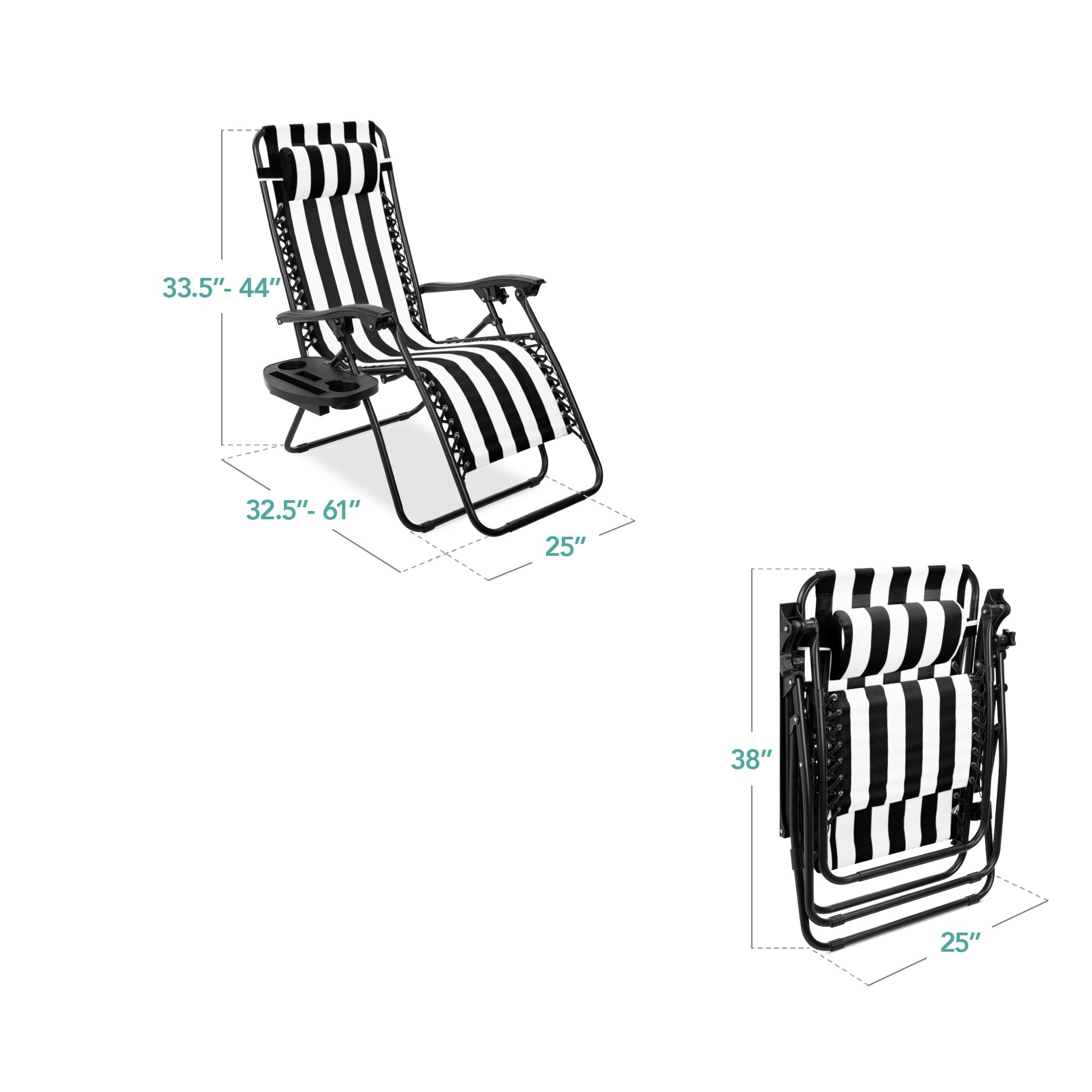 Set of 2 Adjustable Zero Gravity Patio Chair Recliners w/ Cup Holders