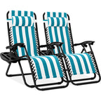 Set of 2 Adjustable Zero Gravity Patio Chair Recliners w/ Cup Holders