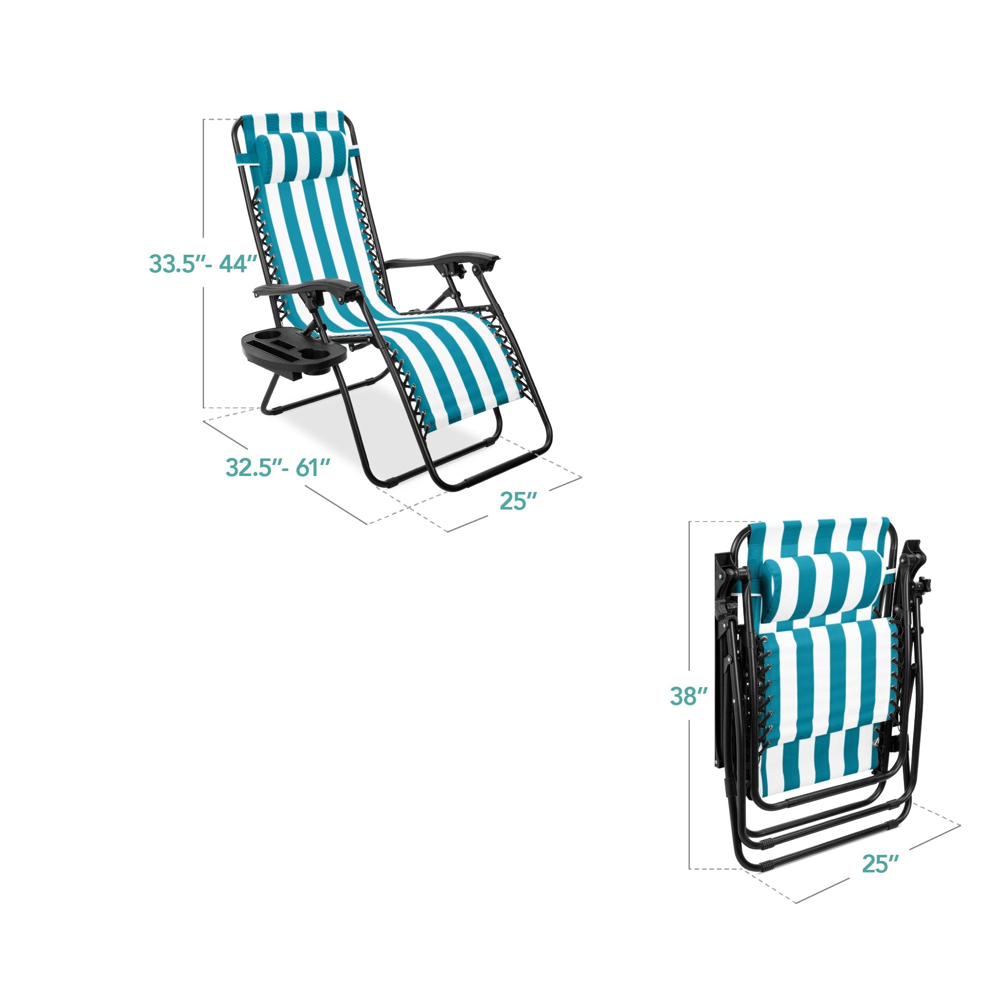 Set of 2 Adjustable Zero Gravity Patio Chair Recliners w/ Cup Holders
