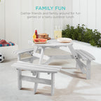 6-Person Circular Wooden Picnic Table w/ Umbrella Hole, 3 Benches