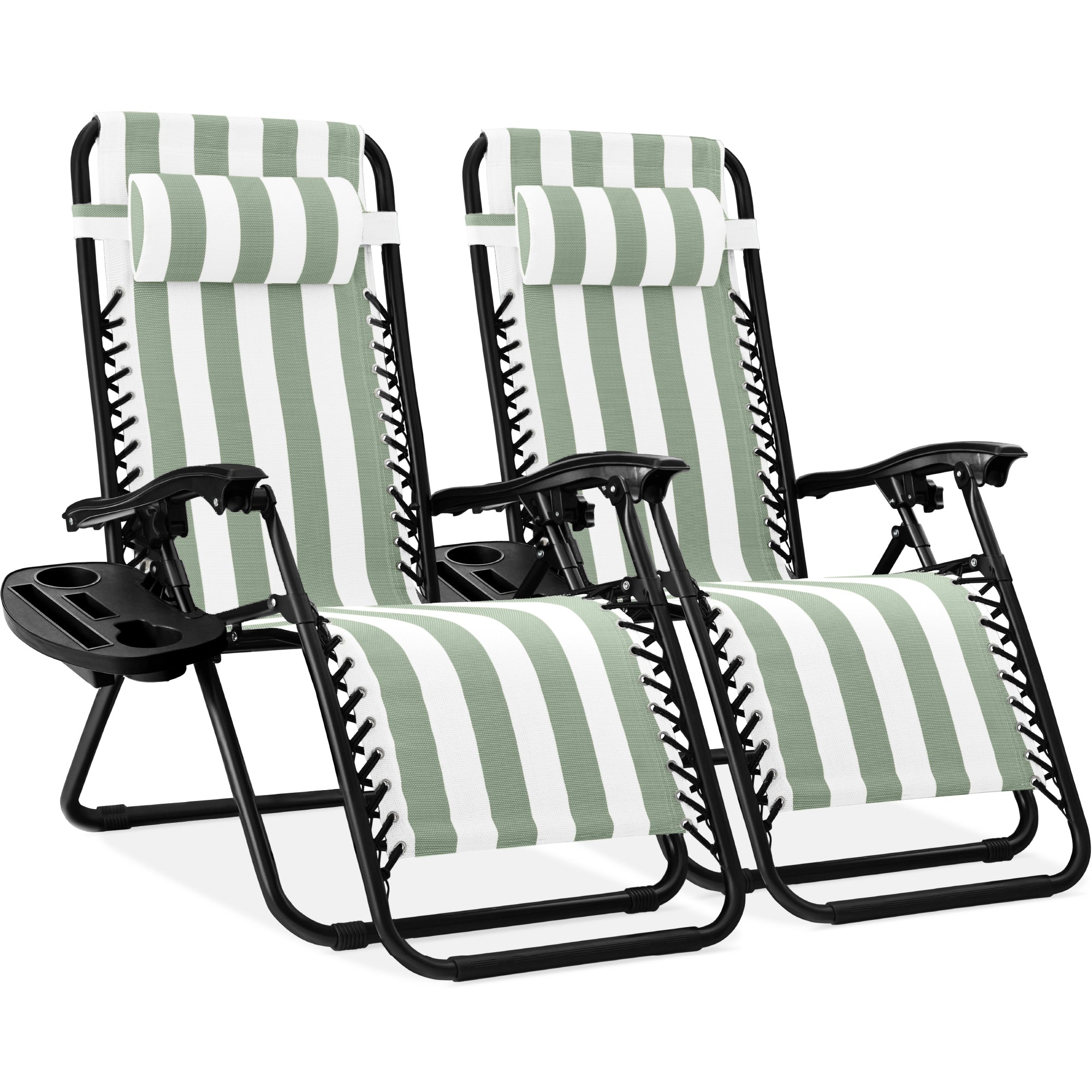 Set of 2 Adjustable Zero Gravity Patio Chair Recliners w/ Cup Holders