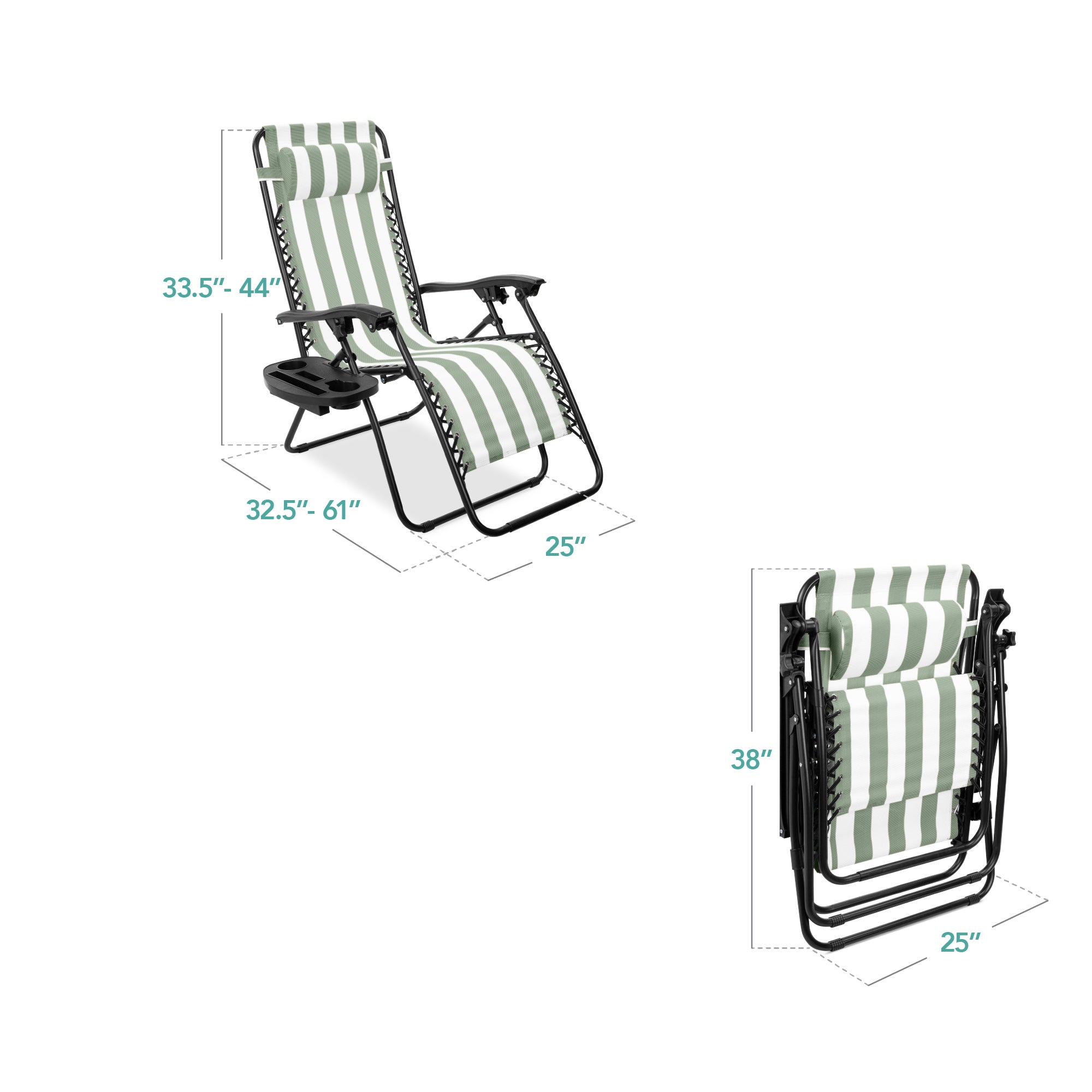 Set of 2 Adjustable Zero Gravity Patio Chair Recliners w/ Cup Holders