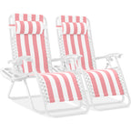 Set of 2 Adjustable Zero Gravity Patio Chair Recliners w/ Cup Holders