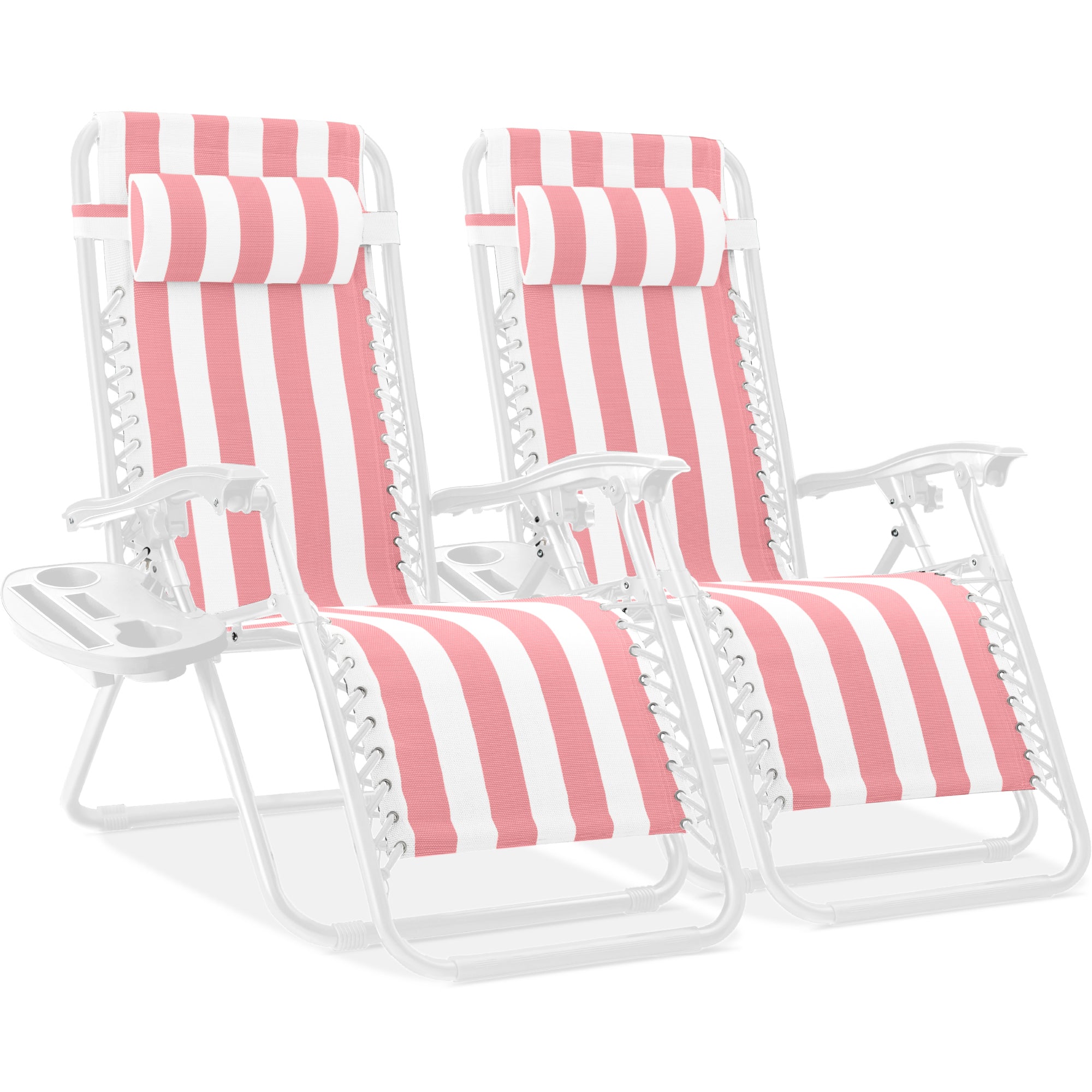 Set of 2 Adjustable Zero Gravity Patio Chair Recliners w/ Cup Holders