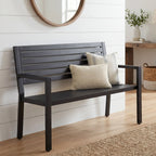 Outdoor Metal Patio Garden Bench, 790lb Capacity, Steel Slatted Seat