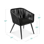 Set of 2 Outdoor Woven Wicker Patio Dining Chairs, 250lb Capacity