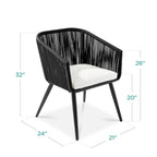 Set of 2 Outdoor Woven Wicker Patio Dining Chairs, 250lb Capacity