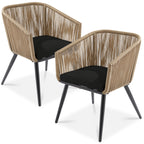 Set of 2 Outdoor Woven Wicker Patio Dining Chairs, 250lb Capacity