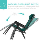 30" Wide Folding Zero Gravity Patio Lounge Chair w/Adjustable Canopy Shade