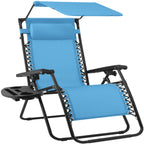 30" Wide Folding Zero Gravity Patio Lounge Chair w/Adjustable Canopy Shade