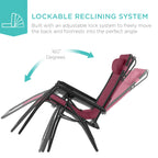 30" Wide Folding Zero Gravity Patio Lounge Chair w/Adjustable Canopy Shade