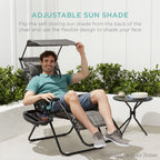 30" Wide Folding Zero Gravity Patio Lounge Chair w/Adjustable Canopy Shade
