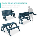 2-in-1 Outdoor Interchangeable Wooden Picnic Table/Garden Bench