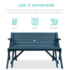 2-in-1 Outdoor Interchangeable Wooden Picnic Table/Garden Bench