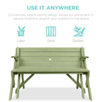 2-in-1 Outdoor Interchangeable Wooden Picnic Table/Garden Bench