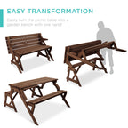 2-in-1 Outdoor Interchangeable Wooden Picnic Table/Garden Bench
