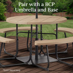 8-Person Circular Picnic Table w/ Umbrella Hole, 4 Benches