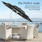 10ft 3-Tier Patio Market Umbrella White Pole, Push Button Tilt, Crank Lift
