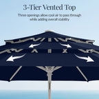 10ft 3-Tier Patio Market Umbrella White Pole, Push Button Tilt, Crank Lift