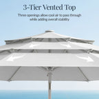 10ft 3-Tier Patio Market Umbrella White Pole, Push Button Tilt, Crank Lift