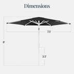 7.5ft Patio Market Umbrella with White Pole, Push Button Tilt and Crank Lift