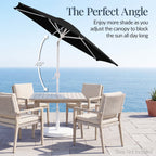 7.5ft Patio Market Umbrella with White Pole, Push Button Tilt and Crank Lift