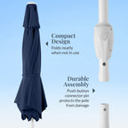 7.5ft Patio Market Umbrella with White Pole, Push Button Tilt and Crank Lift